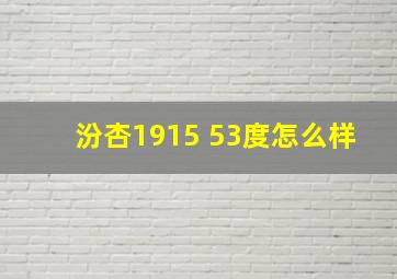 汾杏1915 53度怎么样